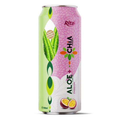 Aloe vera juice with passion fruit and CHIA seed drink 500ml cans 2