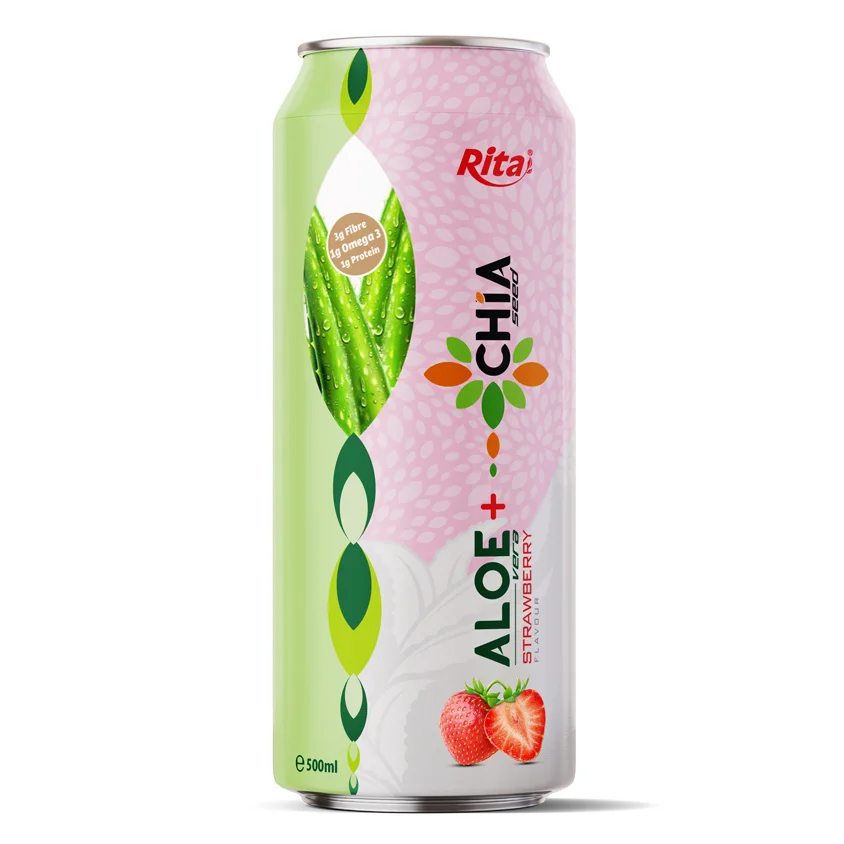 Aloe vera juice with strawberry and CHIA seed drink 500ml cans