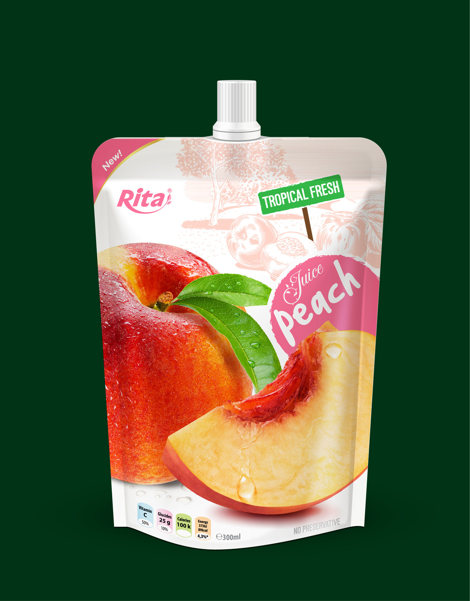 OEM peach juice drink in bag RITA Premium Beverage