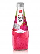 OEM Product 290ml Glass Bottle Basil Seed Drink With Dragon Fruit 