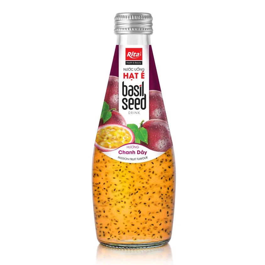 Natural Basil Seed Drink With Passion Fruit Flavor 290ml Glass Bottle - RITA Beverage