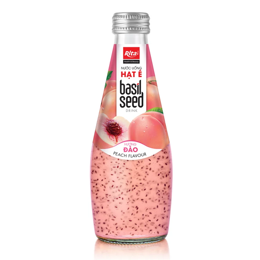 Natural Basil Seed Drink With Peach Flavor 290ml Glass Bottle - RITA Beverage