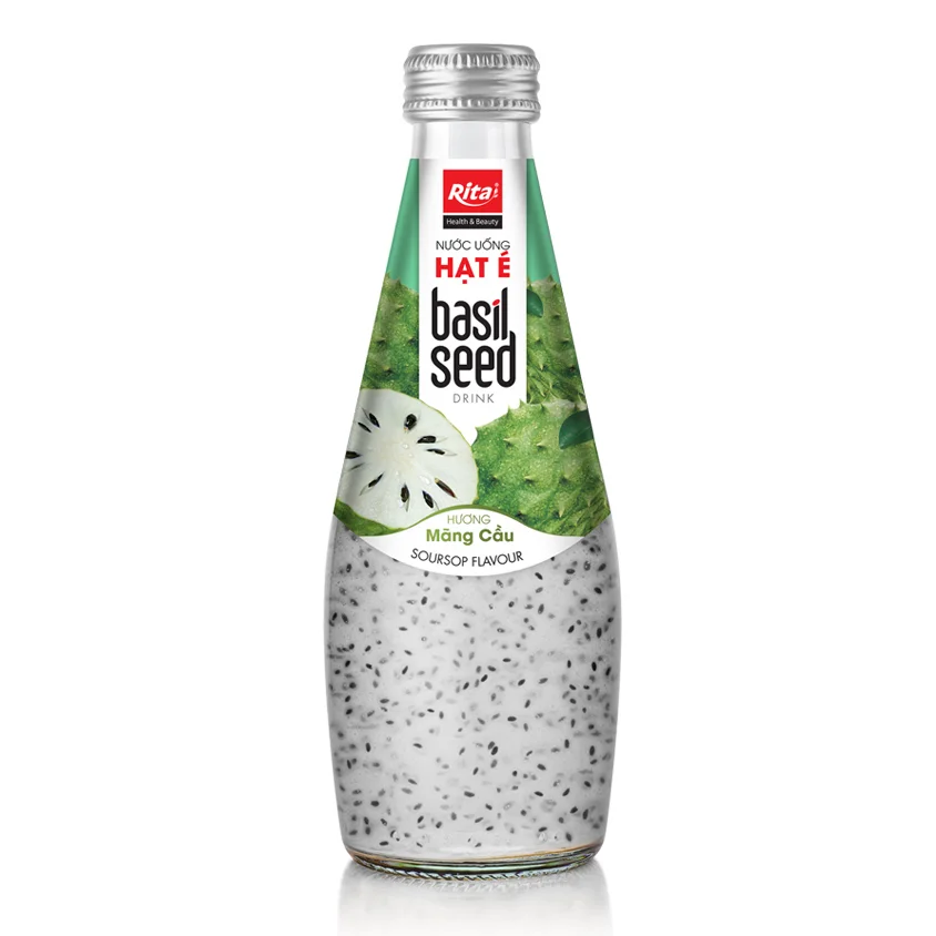 290ml Glass Bottle Basil Seed Drink With Soursop Flavor - RITA Beverage