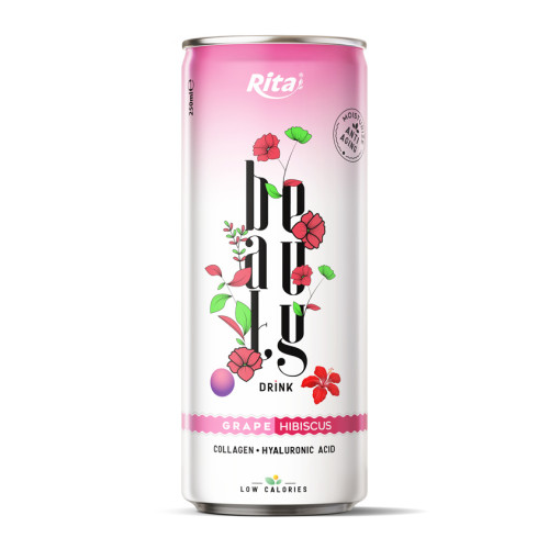 Beauty drink collagen and hyaluronic acid with grape and hibiscus 250ml slim can