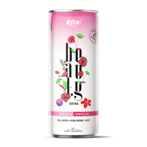 Beauty drink collagen and hyaluronic acid with grape and hibiscus 250ml slim can
