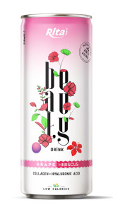 Beauty drink collagen and hyaluronic acid with grape and hibiscus 250ml slim can