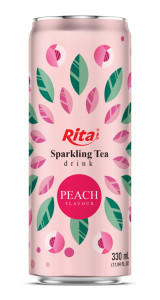 Best Sparkling Tea drink peach flavour 330ml sleek can 1