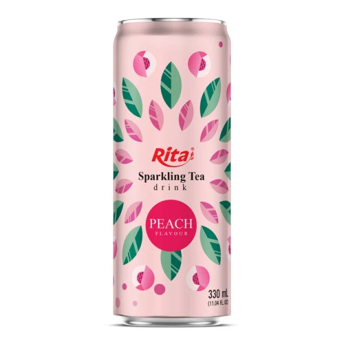 Best Sparkling Tea drink peach flavour 330ml sleek can 1