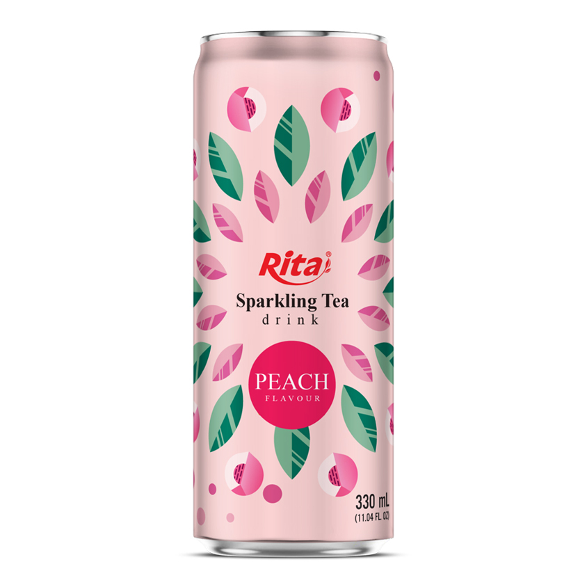 Best Sparkling Tea drink peach flavour 330ml sleek can 1