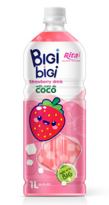 BiGi BiGi Strawberry Drink with Nata de Coco 1L PET Bottle