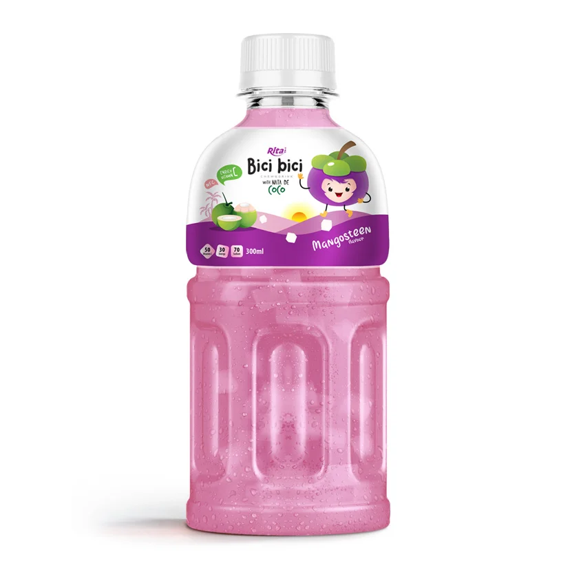 300ml Pet Bottle Mangosteen Juice Nata De Coco Bici Bici - RITA Beverage