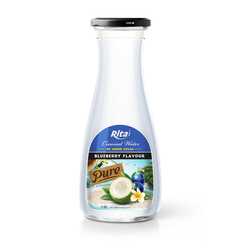 Blueberry flavour with Coconut water 1L Glass bottle