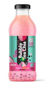 Bubble Tea with Chia 400ml glass bottle Raspberry 1