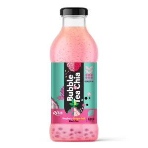 Bubble Tea with Chia 400ml glass bottle Raspberry 1