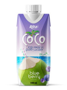 330ml Paper Box 100% Pure Coconut Water Blueberry Flavor