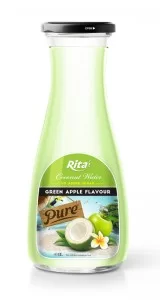 Coconut water 1L Glass bottle with green apple flavour