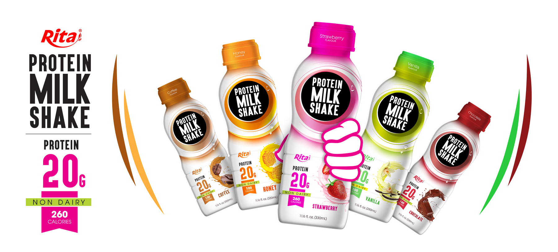 Design Protein Milk Shake 330ml PP Bottle 01