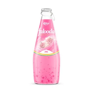 Falooda drink - milk drink with basil seed mixed Nata de coco with rose flavour