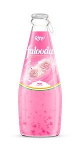 Falooda drink - milk drink with basil seed mixed Nata de coco with rose flavour