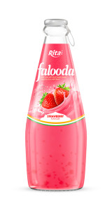 Falooda drink - milk drink with basil seed mixed Nata de coco with strawberry flavour