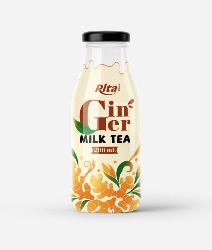Ginger Milk Tea 280ml Glass Bottle - RITA Beverage