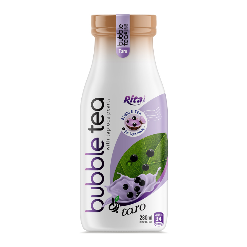 Glass bottle 280ml Bubble Tea with tapioca pearls and taro 1