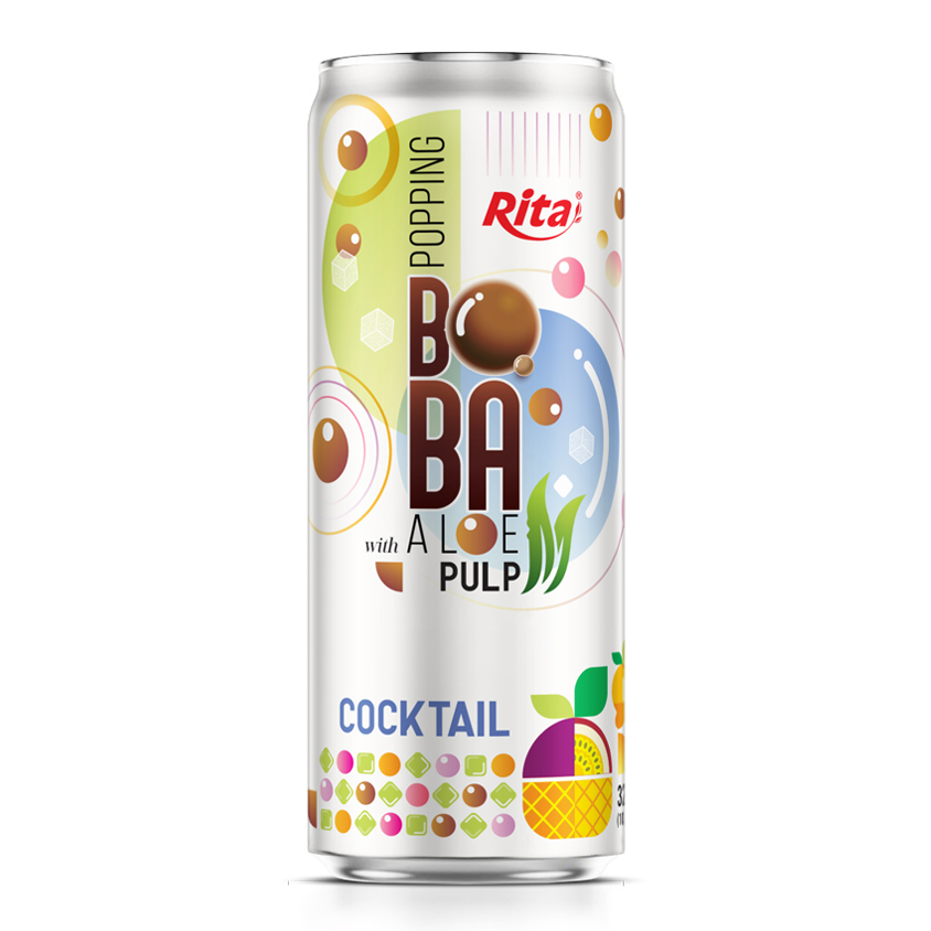 Popping Boba drink with Aloe vera Pulp and coctail fruit 320ml