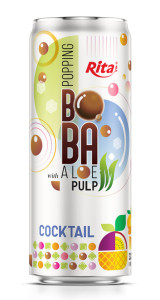 Popping Boba drink with Aloe vera Pulp and coctail fruit 320ml