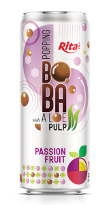 Popping Boba drink with Aloe vera Pulp and passion fruit 320ml