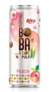 Popping Boba drink with Aloe vera Pulp and peach 320ml