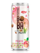 Popping Boba drink with Aloe vera Pulp and peach 320ml