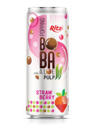 Popping Boba drink with Aloe vera Pulp and strawberry 320ml