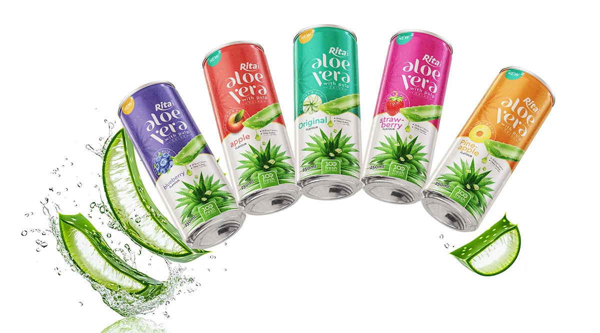 100 fresh aloe vera juice with pineapple flavor drink 250ml cans