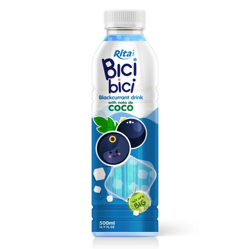 16.9 Fl Oz PET Bottle Bici Bici Blackcurrant Juice Drink with Nata de Coco - RITA Beverage
