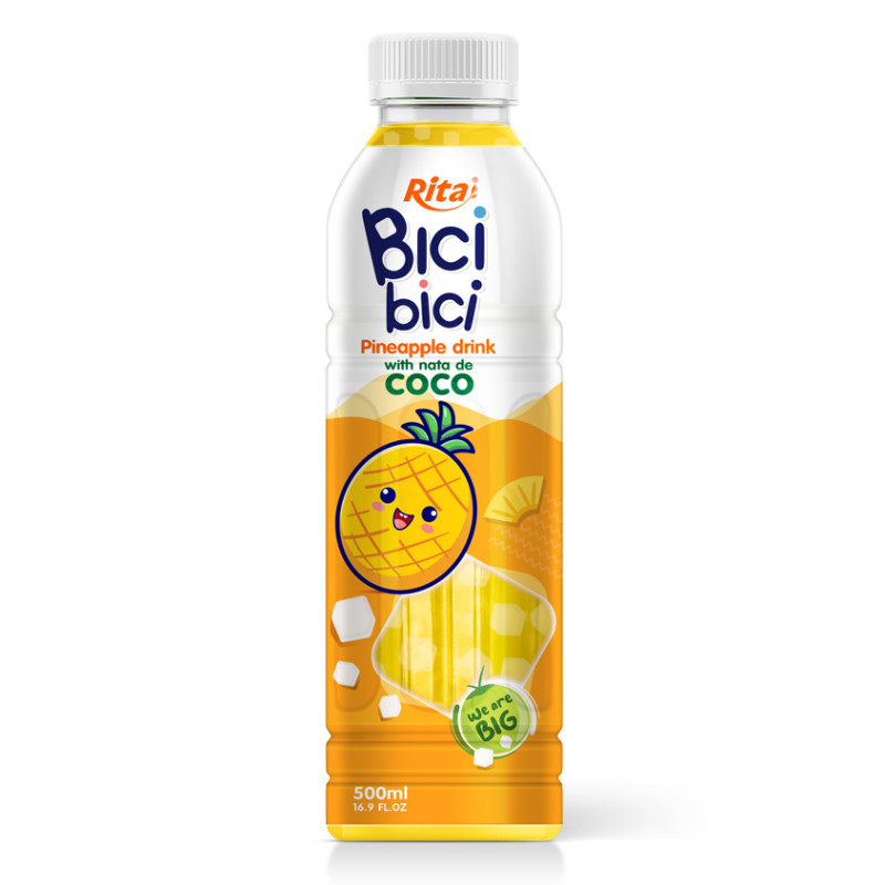 Bici Bici Pineapple Juice Drink with Nata de Coco 16.9 Fl Oz PET Bottle - RITA Beverage