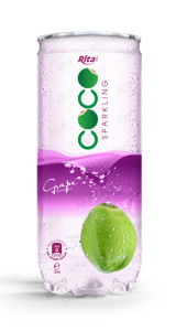 Sparking coconut water with grape flavor 250ml Pet can 