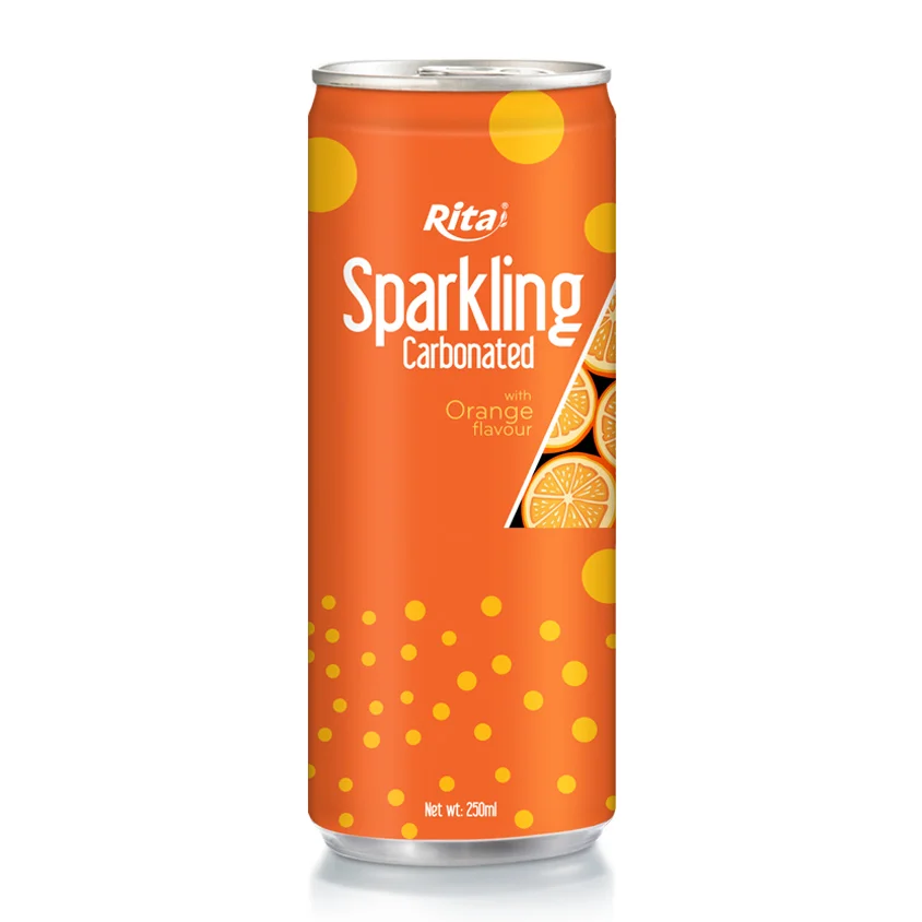 Supplier Sparkling Carbonated With Orange Flavor 250ml Can Rita Beverage