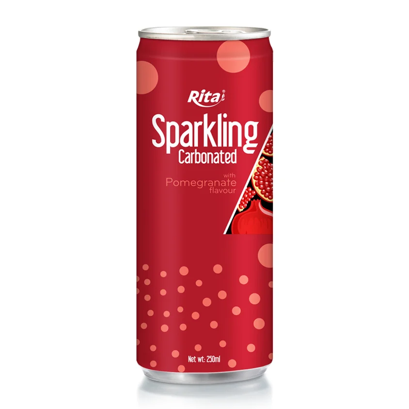 Sparkling Carbonated With Pomegranate Flavor 250ml Slim Can Rita Beverage