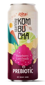 Sparkling Kombucha Prebiotic with Raspberry and Lemonade 500ml cans