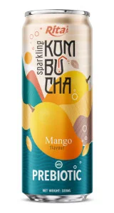Sparkling Mango Flavor Kombucha Drink with Prebiotic