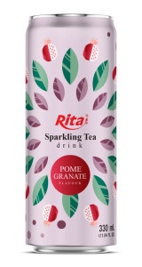 Sparkling Tea drink pomegranate flavor 330ml sleek can