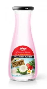 Strawberry Flavour Coconut water 1L Glass bottle