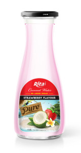 Strawberry Flavour Coconut water 1L Glass bottle