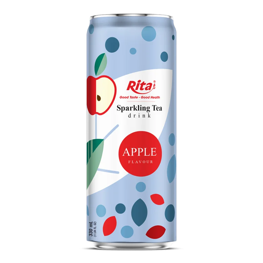 Tea Sparkling water with apple flavor 330ml sleek can