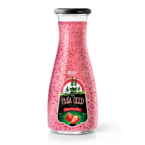 Wholesale glass Chia Seed plus strawberry flavour drink 1L