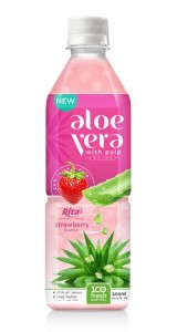 aloe vera pulp juice with strawberry 500ml Pet squares 1