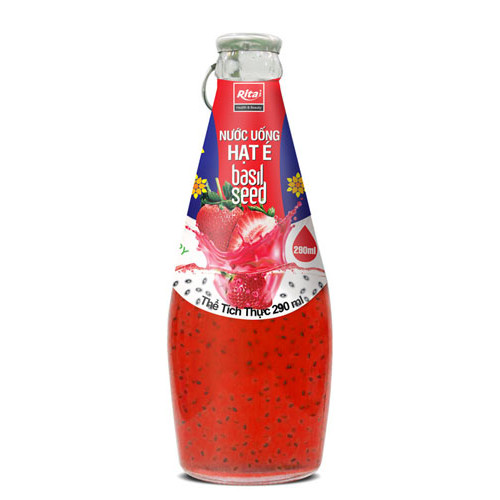 basil seed with strawberry juice