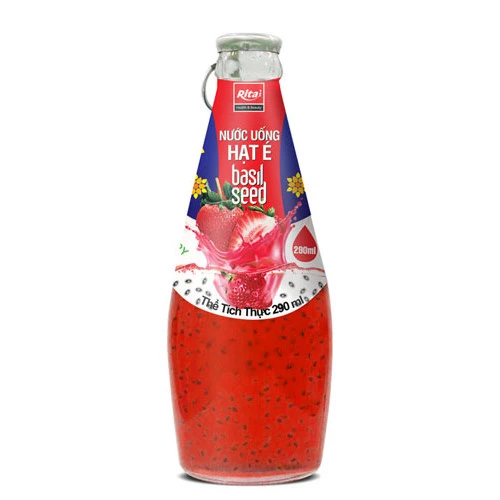 basil seed with strawberry juice