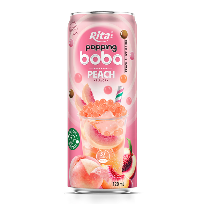 best popping boba with peach flavor canned drink