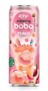 best popping boba with peach flavor canned drink